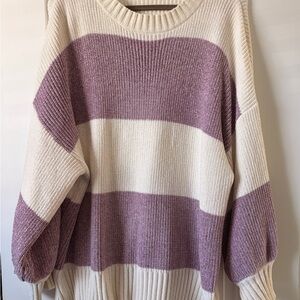 Altar'd State Purple and Cream Striped Sweater